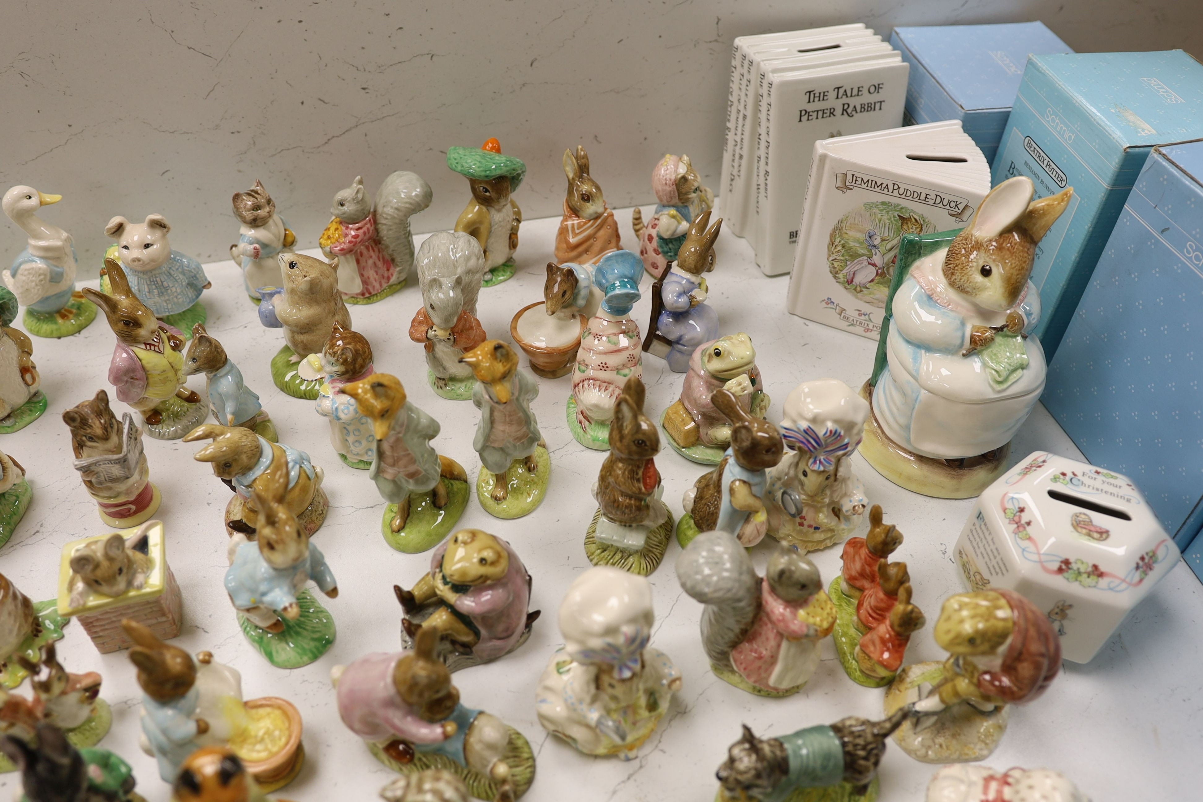 A large collection of various Beswick Beatrix Potter figures, money boxes etc.